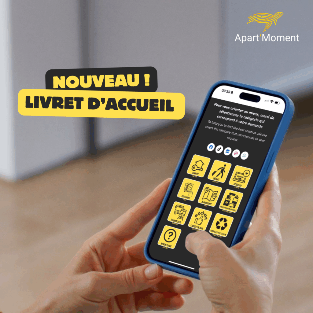 Apart'Moment's new digital welcome booklet: all your holiday information is just a click away, as soon as you book.